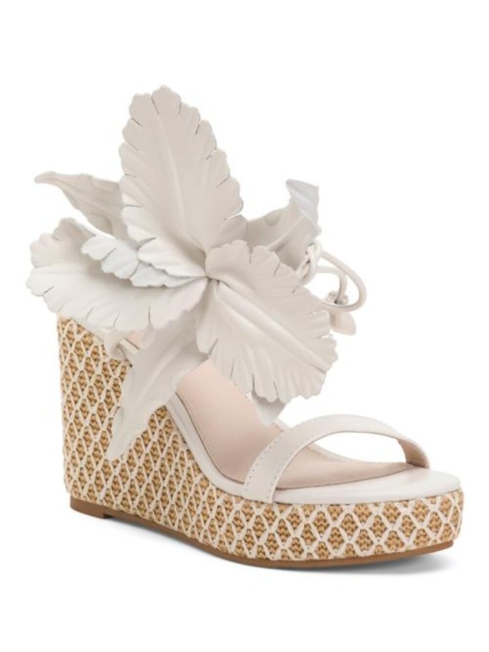 CECELIA NEW YORK Leather Lilly Floral Applique Wedge Sandals